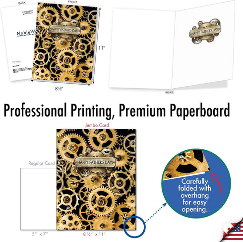 The Best Card Company Jumbo Big Father's Day Card for Dad with Envelope (8.5 x 11 Inch) - Appreciation Notecard