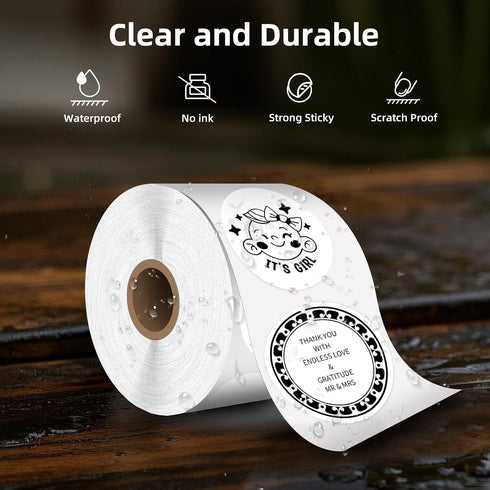 2 Inch 4x6 Tag(1 750 White Circle Thermal Sticker Labels, Self-Adhesive Round Direct Thermal Labels for Label Printer