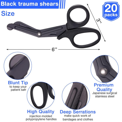 20 Pack Medical Scissors Badge Scissors for Nurses, Stainless Steel Blades Emergency Bandage Shears, 6 Inch