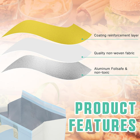 50 9.5" 9.5" 6"(Multicolor) Kacctyen Pcs Insulated Take Away Bags Bulk Thermal Insulation Food for Coffee Milk Tea