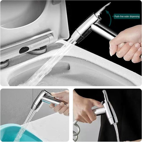 BracketSet, Handheld Bidet Sprayer Toilet Bathroom with Spring Hose Wall Closestool, Squatting Pan, Water Flower, Floor