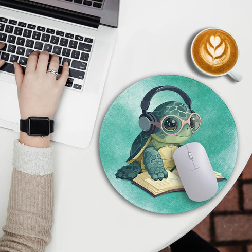 Cute Sea Turtle Mouse Pad, Funny Small Mouse Pads for Desk, Round Mousepad for Wireless Mouse Gaming Work Laptop, Mini Travel Computer Mouse Mat, Home Decor Office Desk Accessories Supplies by Immaturus