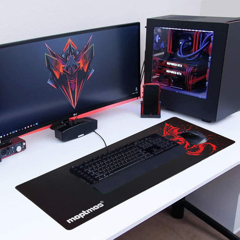 Large Gaming Mouse Pad, Fly Dragon Design Mouse Mat for Office Computer (A-Red)