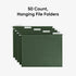 Smead Standard Hanging File Folders, 50 Count, Letter Size, Standard Green, 1/5-Cut Adjustable Tabs (64029)