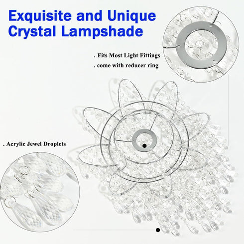 2-Tiers H13.78''X D11.02'' Chandelier Shades, Mini Crystal Shade, Acrylic Beaded Hanging Lampshade, Modern Pendant
