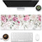 Large Gaming Mouse Pad for Desk, Pink Peony Flowers Eucalyptus Leaves, Extended Big Computer Keyboard Pad