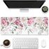 Large Gaming Mouse Pad for Desk, Pink Peony Flowers Eucalyptus Leaves, Extended Big Computer Keyboard Pad