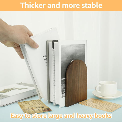 ZJRDYYK Wood Book Ends, Non Skid Desk Book Stands, Decorative Books Holder Creative BookStopper Sturdy Desk BookEnds