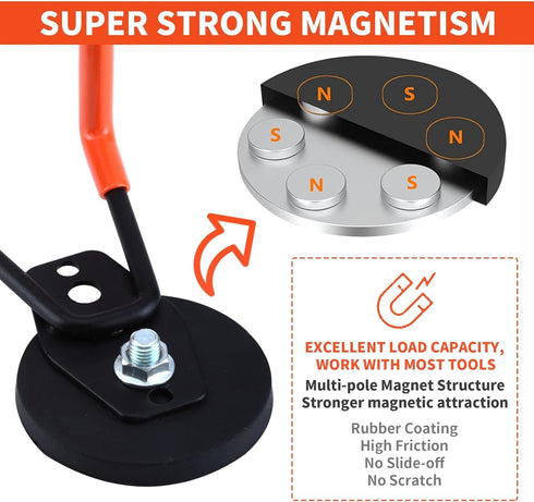 4Pcs Heavy Duty Magnetic Hooks, 66mm Strong Storage Hook with Anti-Slip Coating for Garage Tools