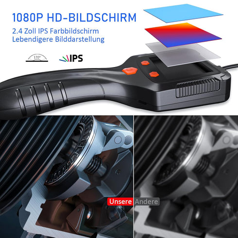 Daxiongmao 1080P IP67 Endoscope Camera with Light, HD Borescope, Waterproof Snake Camera Ideal for Inspecting Walls