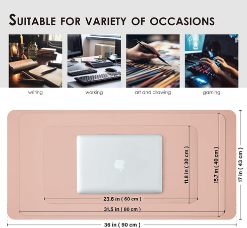 Leather Desk Mat - Non-Slip PU Desk Pad for Office and Home, Ideal for Large Mouse Pad and Desk Mats on Desks (Pink,