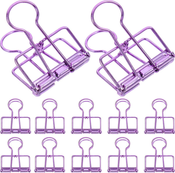 VILLCASE 10pcs Medium Binder Clips, Black, Large Office Binders for School, Folder Binder Clips for Paper