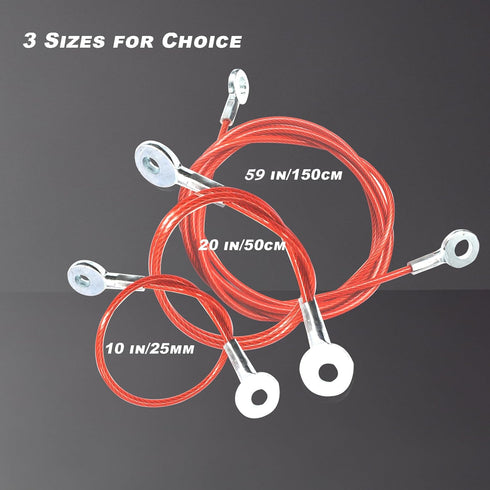 10 pcs 20 Inch (50cm) 3mm Galvanized Steel Wire Cable Eyelets, Short Rope Lanyard Safety Tether Chain Lock, Red