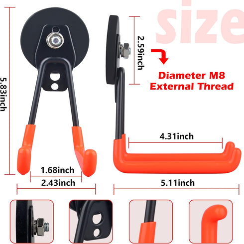 Organization,2 Pack ULIBERMAGNET Magnetic Power Tool Organizer,Cordless Drill Garage Hook Heavy Duty,Large & Strong