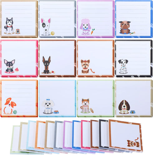 Handepo 12 Pack Dog Cat Notepad, Small To Do List Sticky Notes, Funny Cute Note Pads for Office School
