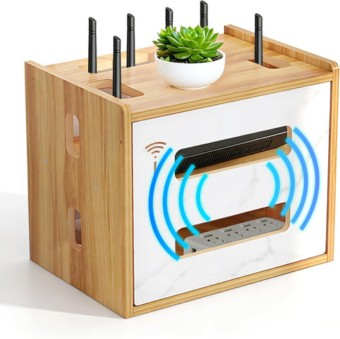 OVECIOPO Router Shelf Wall Mount, WiFi Router Box Hider & Modem Storage Box