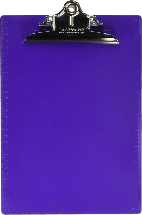 Saunders 21606 Recycled Plastic Clipboard with Ruler Edge, 8 1/2 x 12 Sheets, 1" Clip Cap, Purple