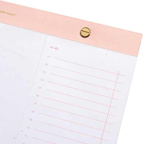 russell+hazel Riveted Paper Bloc Notepad, Blush with Gold Accents, Office Supplies, 10" x 7", 80 Sheets
