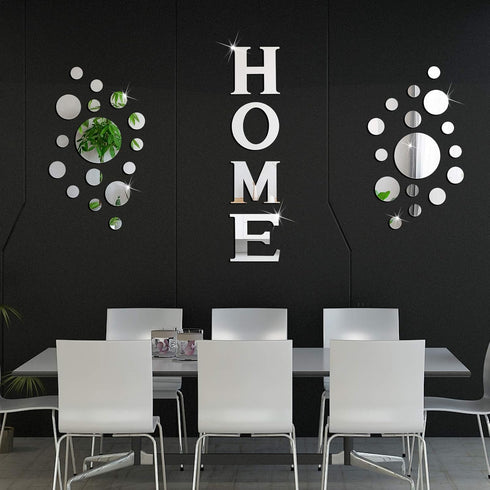 Zonon 30 Pcs Living Room Wall Decor, DIY Acrylic Mirror Wall Letter Signs Stickers for Home Bedroom Living Room