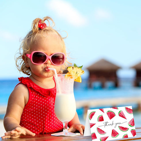 50 Pack Summer FYSUIMU Watermelon Thank You Cards Boxed Note Cards with Envelope Sticker Fruit Greeting Blank Card