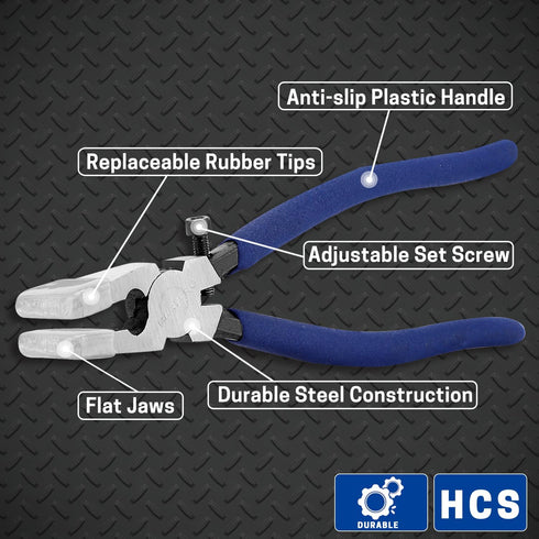 2 Pcs Glass Breaking Pliers Set - Glass Pliers with Rubber Tips for Stained Glass Cutting and Mosaics