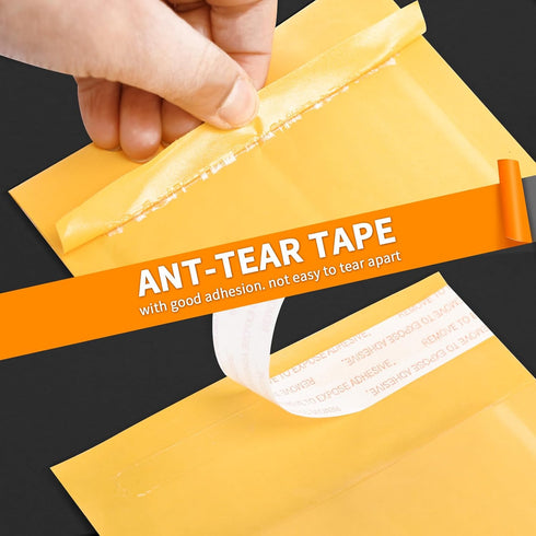 Packbabol Kraft Bubble Mailers 3.5x5 Inch, 50 Pack Self-Sealing Paper Envelopes for Strong Adhesion Shipping