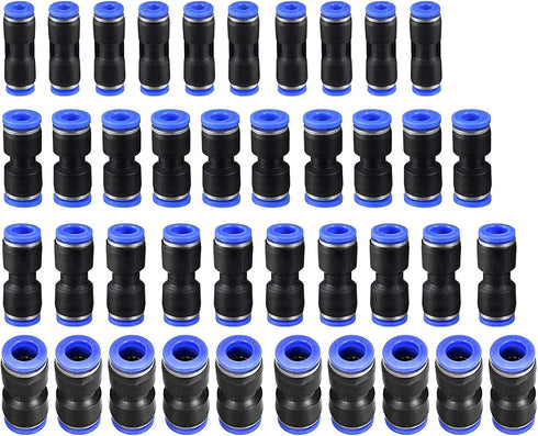 Quick Fitting Set 4mm/6mm/8mm/10mm, Push to Connect Pipe Tube Straight Fittings, Pneumatic Air Line Connector 40Pcs