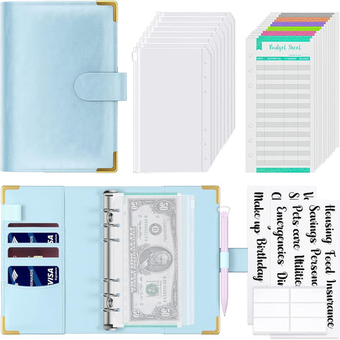 Rnivvi Budget Binder with Zipper Envelopes, A6 Money Saving Binder Cash Envelopes