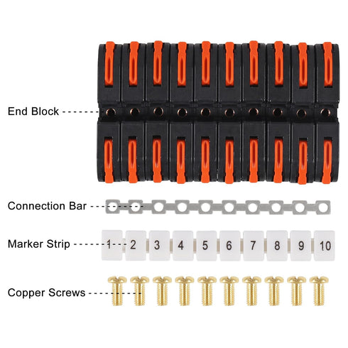 30PCS 3pcs 3pcs 30pcs 28-12AWG DIN Rail Terminal Blocks Kit, Universal Compact Wire Wiring Connector with Marker Strip