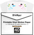 HTVRONT Printable Vinyl for Inkjet & Laser Printers, 40 Pcs Matte White Sticker Paper, 8.5"x11"