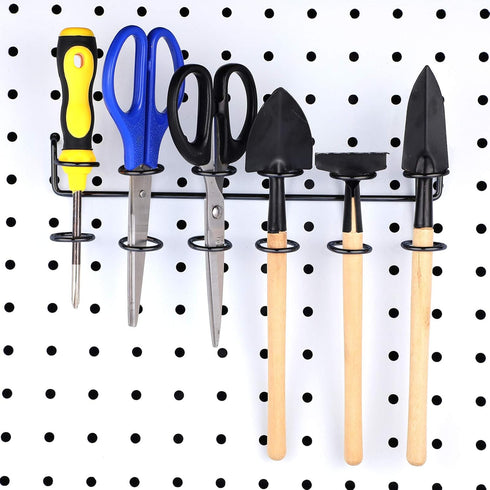 Hotop 2 Pieces Pegboard Utility Hooks - Screwdriver Holder, Six-Tool Organizer Racks Accessory Multi-Ring Holder for