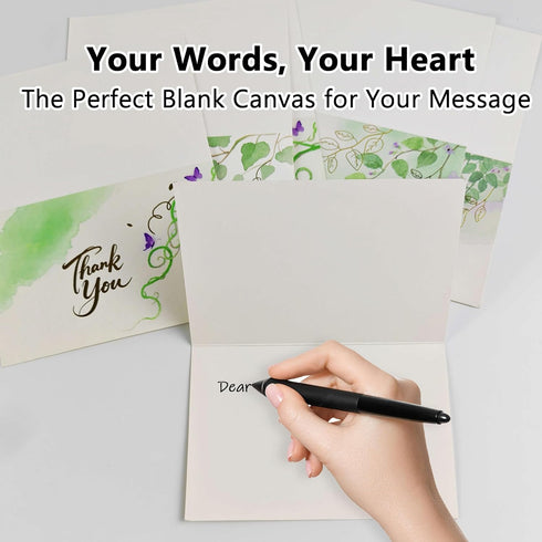 50 4x6 Inches, 4 PK Thank You Cards Bulk with Envelopes & Gold Foil Stickers, Designs for Weddings Baby Bridal Showers