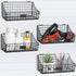 4 Pcs Slatwall Baskets with Hooks, Black Wire Hanging Basket Storage for Pantry Kitchen Garage