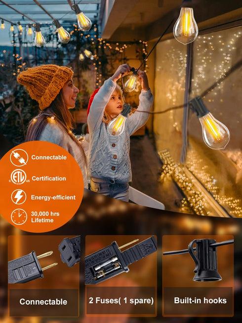 36FT 22 dimmable Bulbs 2200K, Wedding,Party,Holiday,Backyard,2200K DAMAING LED String Lights Outside Weatherproof Patio