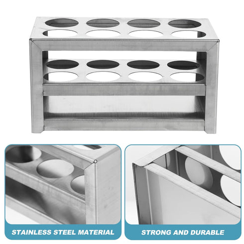 POPETPOP Test Tube Rack - Stainless Steel Sample Tube Holder with 8 Holes for Laboratory Supplies