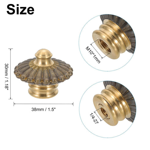 PATIKIL 38 30mm 1 Set (Pack 2) x Lamp Finials Caps Knob, Solid Brass Lamp Shade Top Decoration Screw Cap Nuts