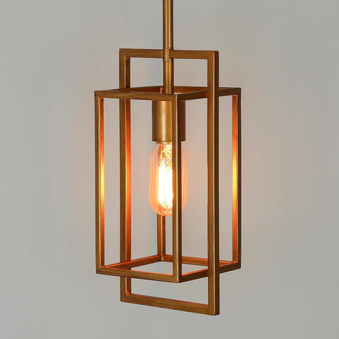 Gold Pendant Lights Kitchen Island, Modern Geometric Kitchen Pendant Light Fixtures, Vintage Brushed Brass Pendant