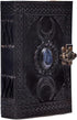 cuero 3 Moon Blue Lapiz Embossed Vintage Leather Journal, 240 Pages of Antique Handmade Paper, Black