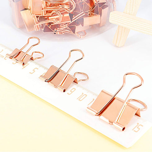 Binder Clips Paper Clamps, Assorted Sizes Set for Office, School, and Home Supplies (Rose Gold)