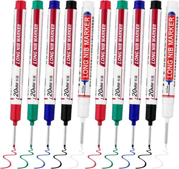 LYXMYGS 10 PCS Long Head Deep Hole Marker Pens,20mm Long Nib Marker, Longs