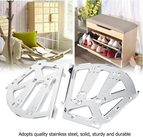 2pcs Hinges(3 Shoes Drawer Cabinet Hinges, Stainless Steel Turing Rack Replacement Fittings, Heavy Duty Wardrobes