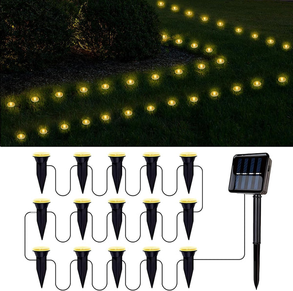 BYIZO 15 LED Solar Ground Lights Outdoor, Waterproof Solar Pathway Lights, LED Landscape