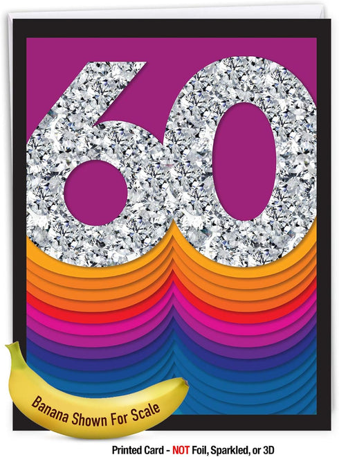 The Best Card Company - Big 60th Milestone Anniversary Notecard, 8.5 x 11, 60 Years of Marriage (J6110DMAG)