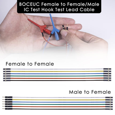 Test Lead Set, Mini Grabber Test Hook Clips Silicone Jumper Wires Cable for Logic Analyzer Electrical Testing, 60 V, 3A(6 Colors 18PCS)