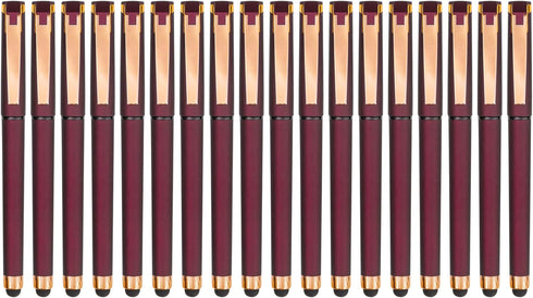 Linbsunne Black Gel Pens 0.7mm Medium Point, 2-in-1 Stylus Pens for Touch Screens, 18 Pack - Red