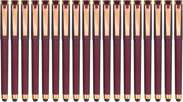 Linbsunne Black Gel Pens 0.7mm Medium Point, 2-in-1 Stylus Pens for Touch Screens, 18 Pack - Red