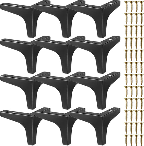Chumia 12 Pieces 4 Inch Black Furniture Legs, Metal Furniture Replacement Feet