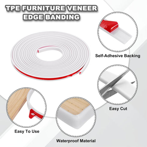 0.35 Inch 19.7Ft Countertop uxcell U-Shape Edge Banding, x TPE Self-Adhesive Veneer Edging Trim Furniture Flexible