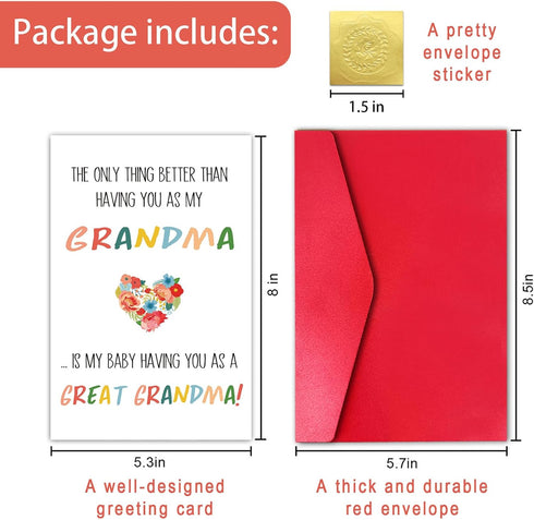 LYMEQING Funny Pregnancy Card for Grandma, Baby Born Announcement Card from Grandson or Granddaughter (the Best Thing