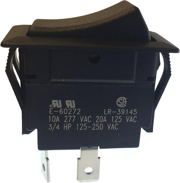 Gardner Bender GSW-45 Heavy-Duty Electrical Rocker Switch, SPST, ON-OFF, 20 A/125V AC, Black, Spade Terminal